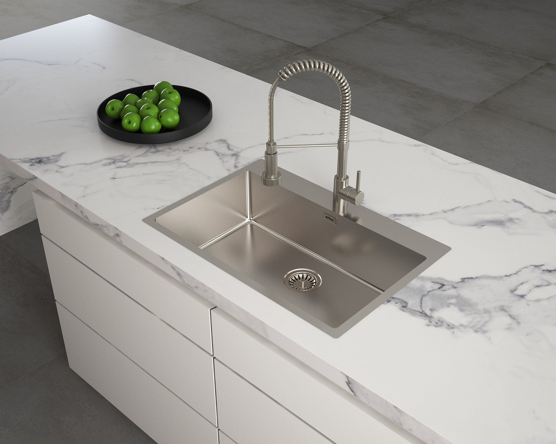 Render lavello in acciaio una vasca sopratop 75x51 cm