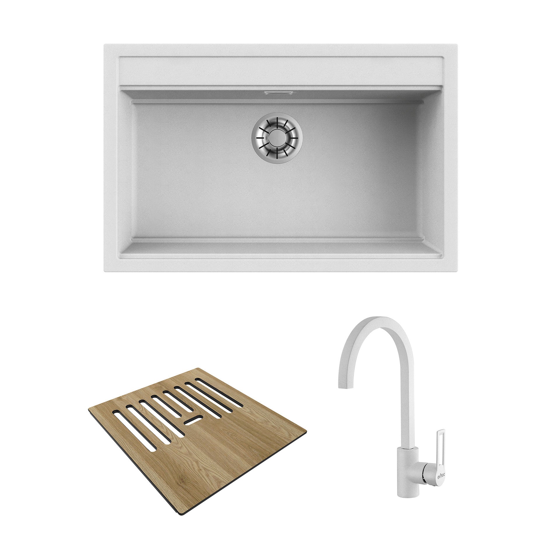 Desiderata S White + Complement 340 Navis Cutting Board + Venus White