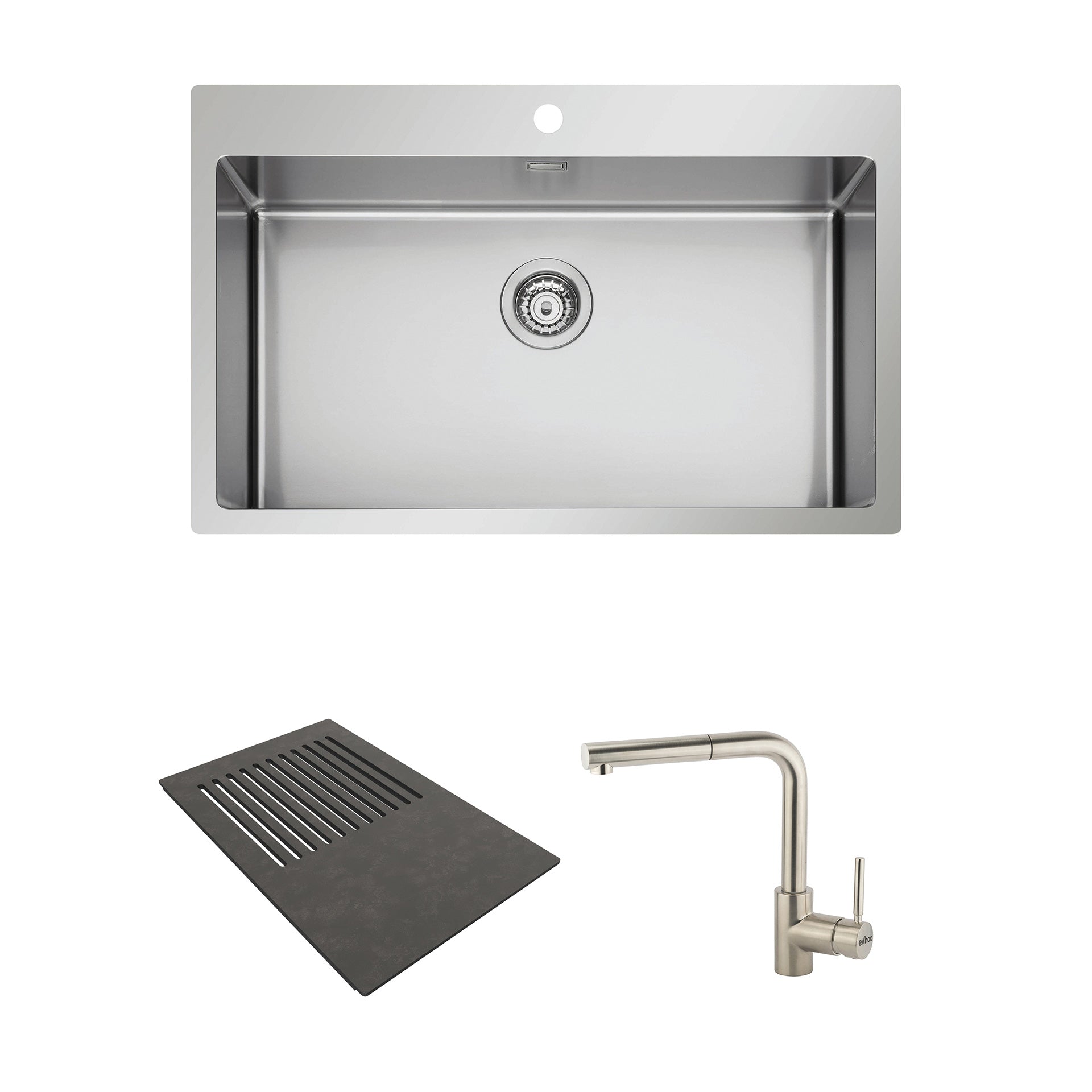 Deus M + Complement Linear 280 Petra Cutting Board + Aster Nickel