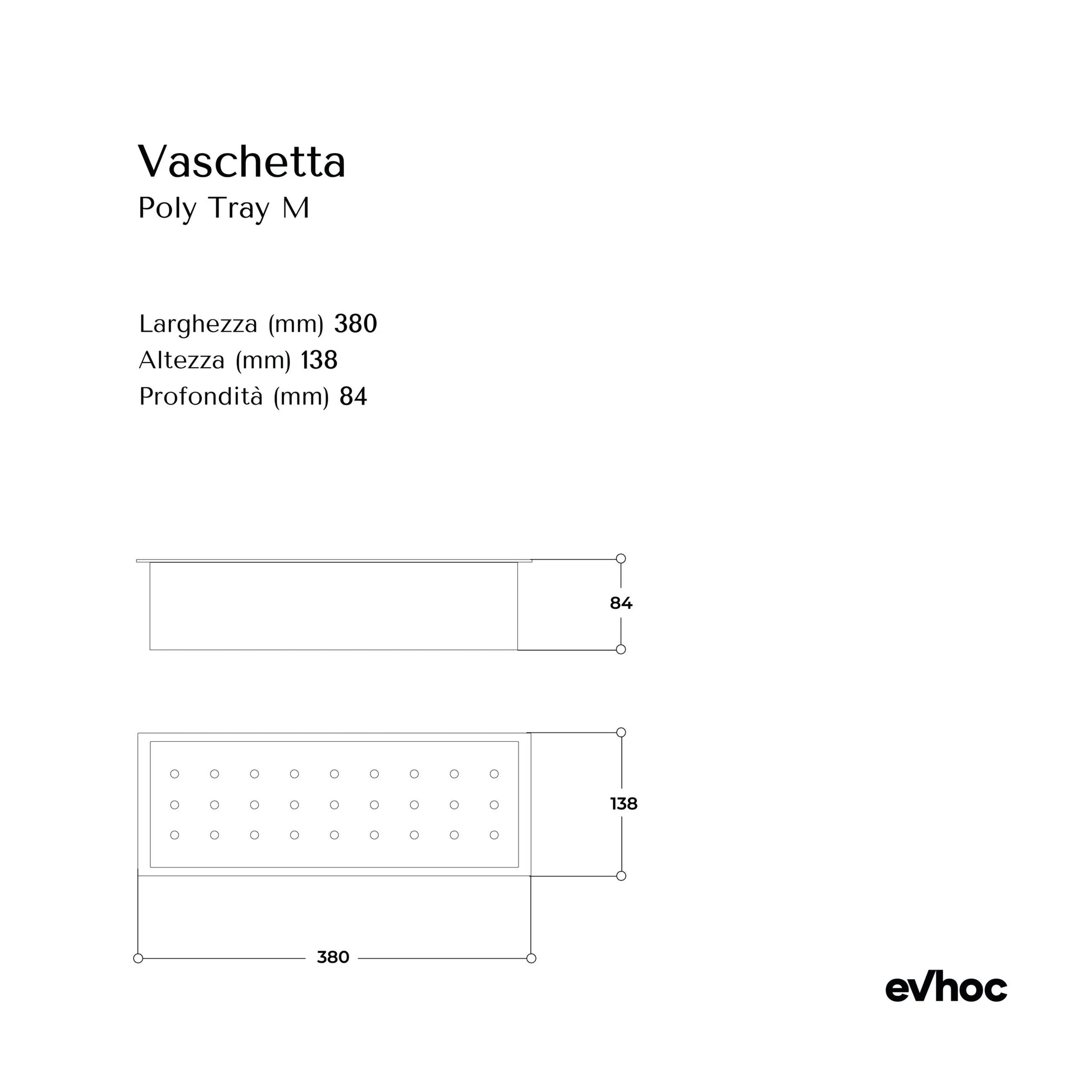 scheda tecnica vaschetta poly tray m