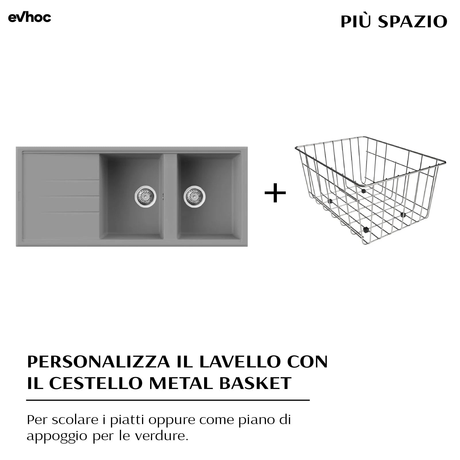 dettaglio accessorio compatibile lavello da cucina in kuarzite sopratop adhoc l grigio cemento due vasche destre con gocciolatoio