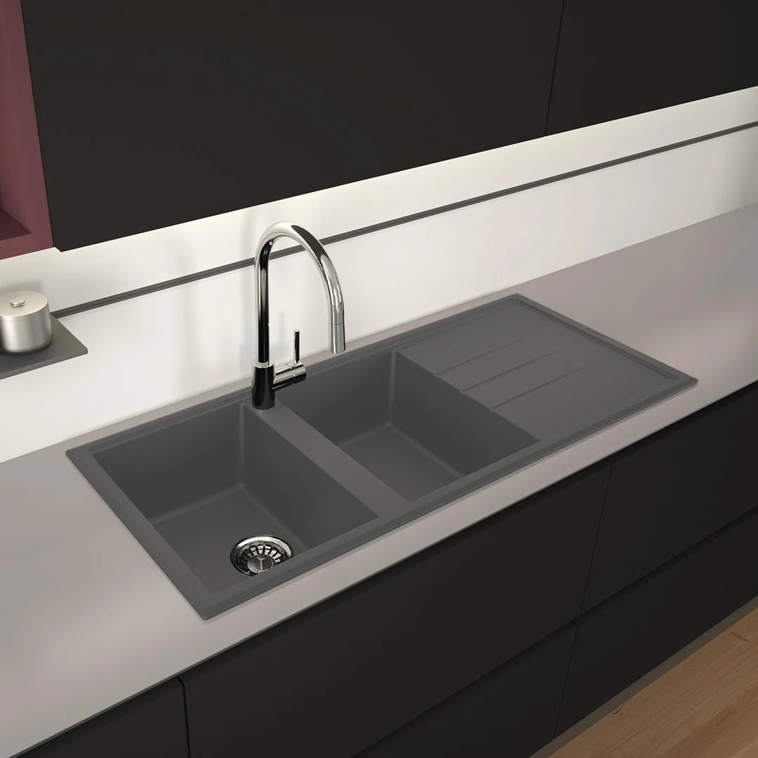 ADHOC L - Lavello in Kuarzite effetto granito Sopratop 116×50 cm