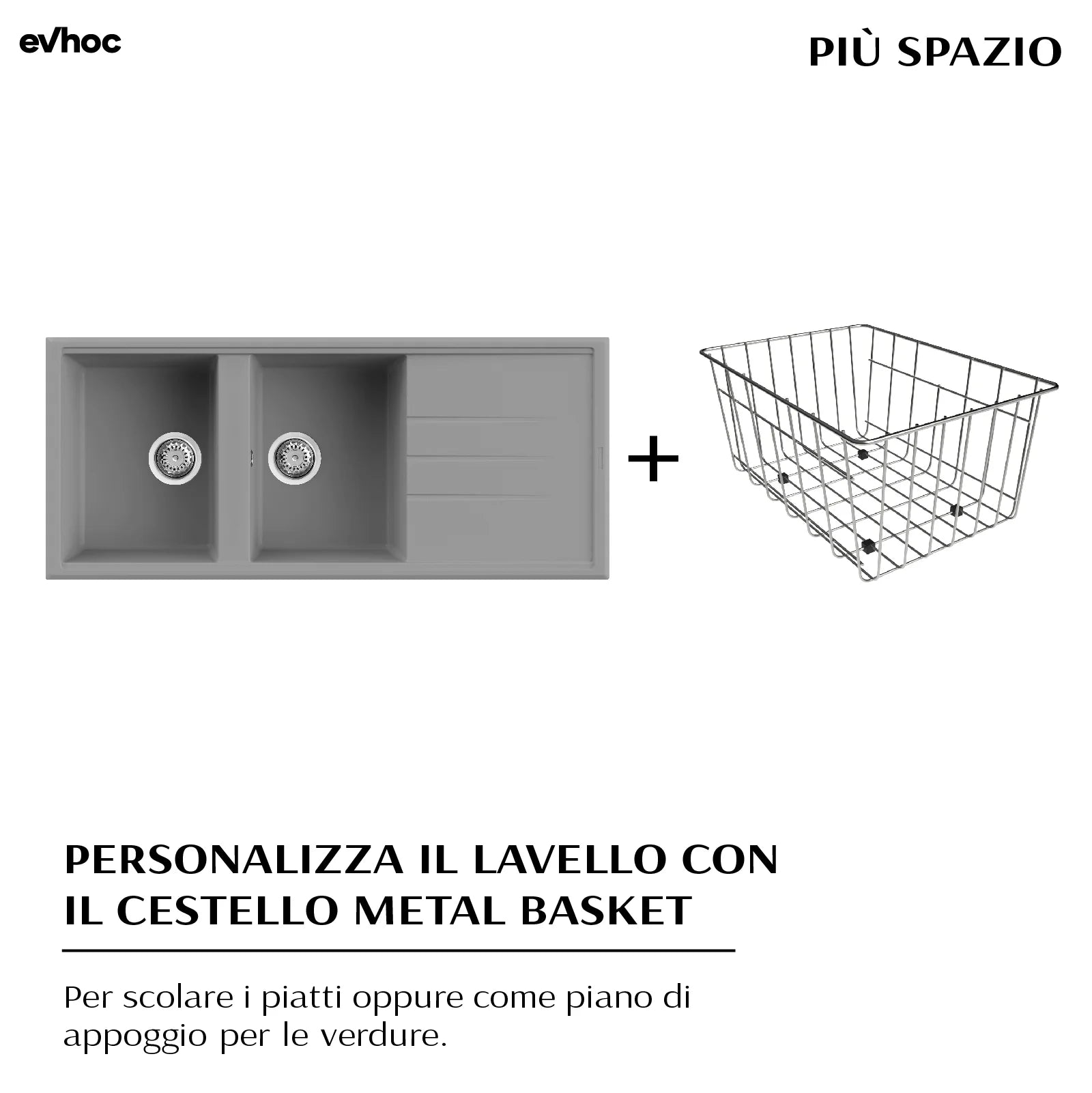 ADHOC L - Lavello in Kuarzite effetto granito Sopratop 116×50 cm