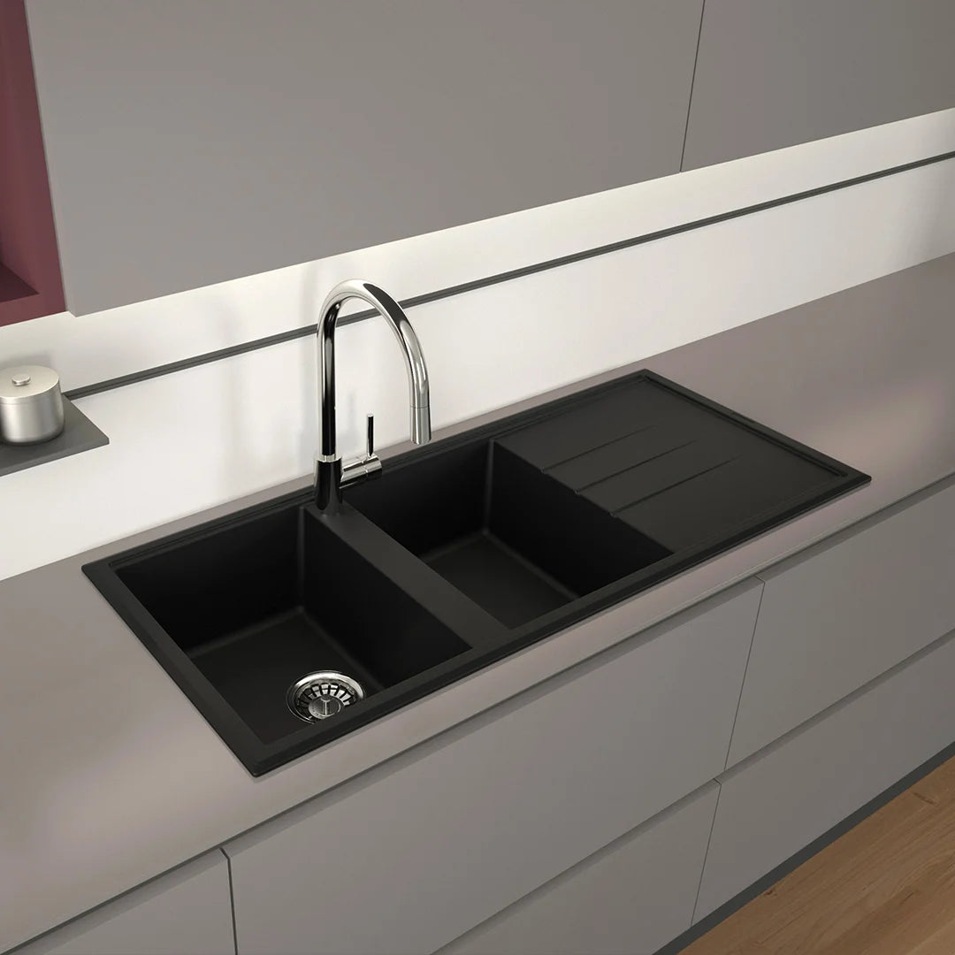 ADHOC L - Lavello in Kuarzite effetto granito Sopratop 116×50 cm