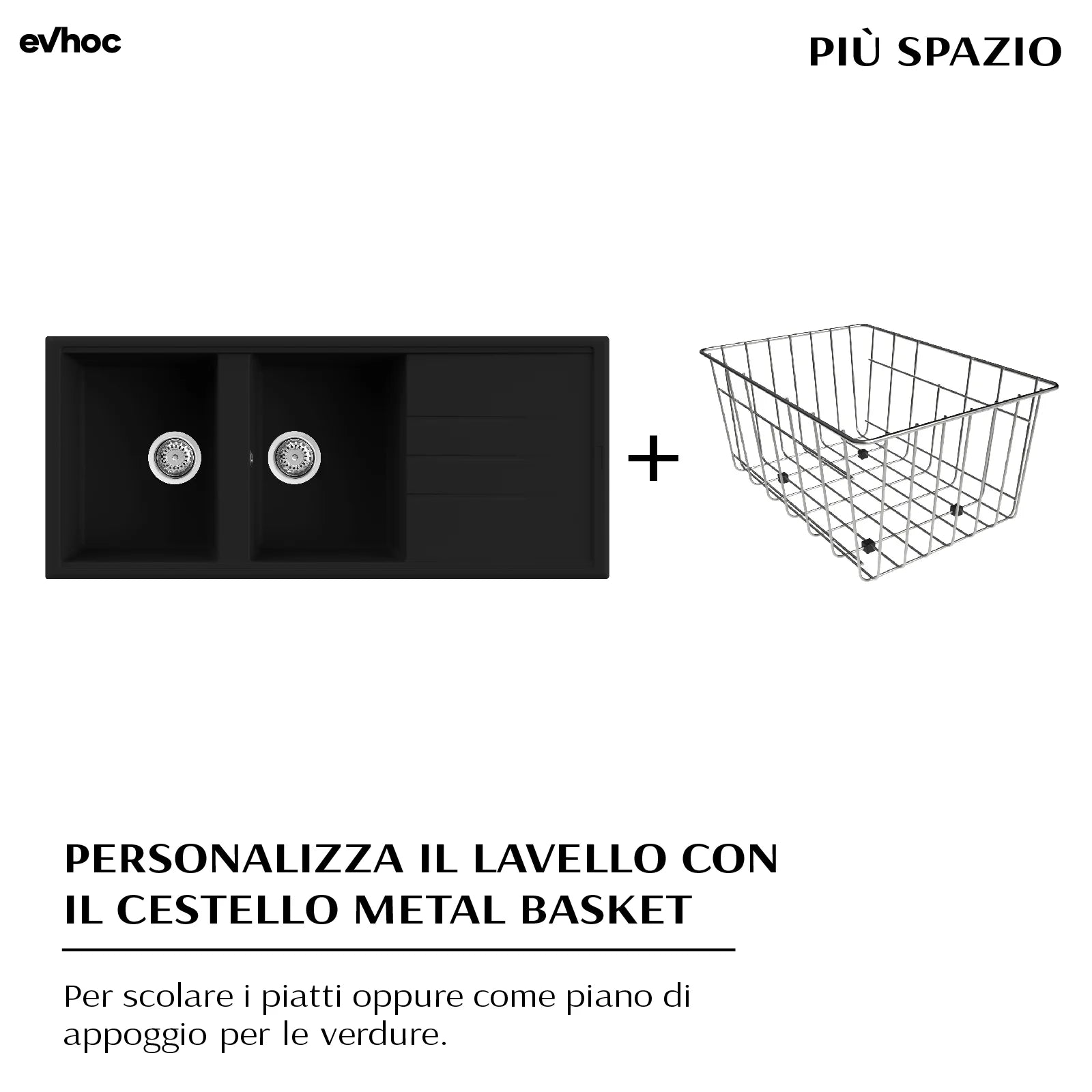 ADHOC L - Lavello in Kuarzite effetto granito Sopratop 116×50 cm