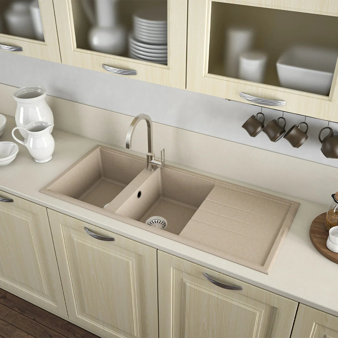 ADHOC L - Lavello in Kuarzite effetto granito Sopratop 116×50 cm