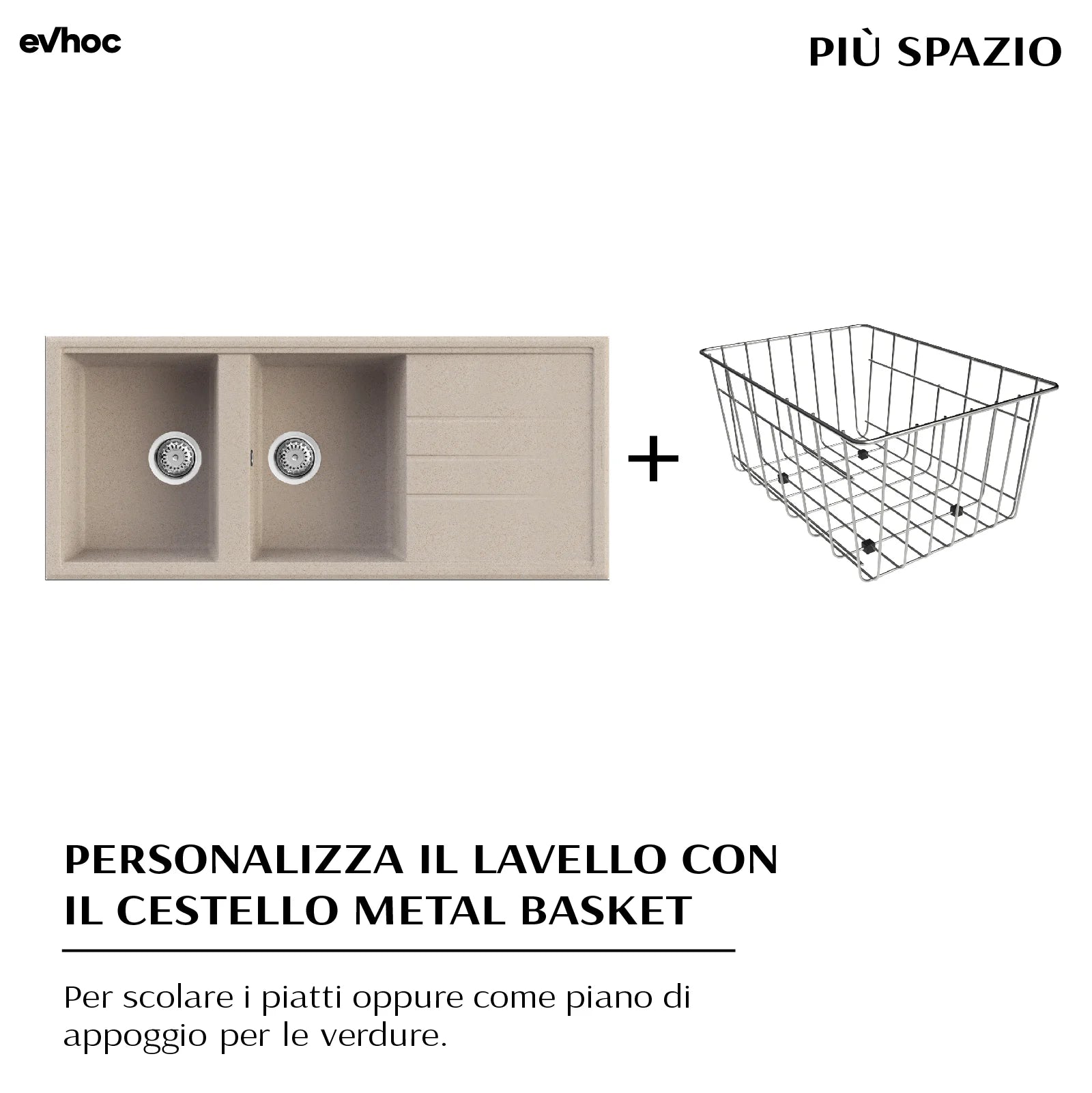 ADHOC L - Lavello in Kuarzite effetto granito Sopratop 116×50 cm