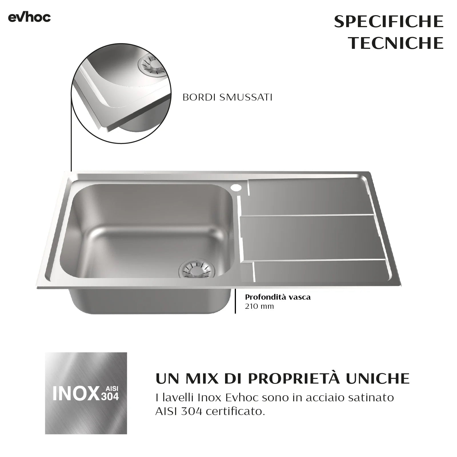 AURA M - Lavello in acciaio inox Sopratop 100x50 cm