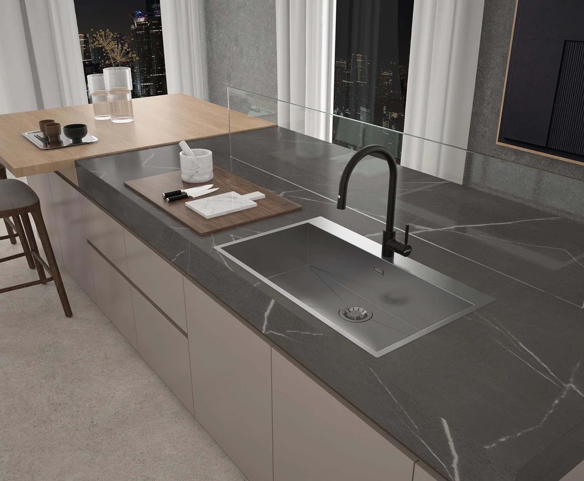 ETHERNA XXL - Lavello in acciaio inox Sopratop 84x50 cm