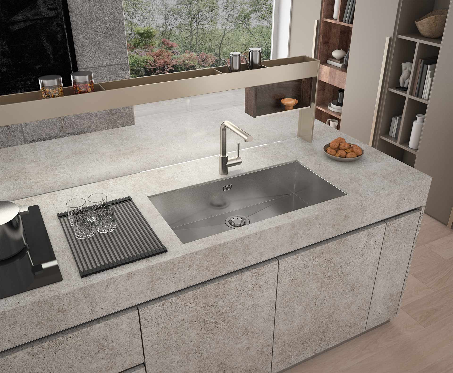 ETHNA XXL - Lavello in acciaio inox Sottotop 84x44 cm