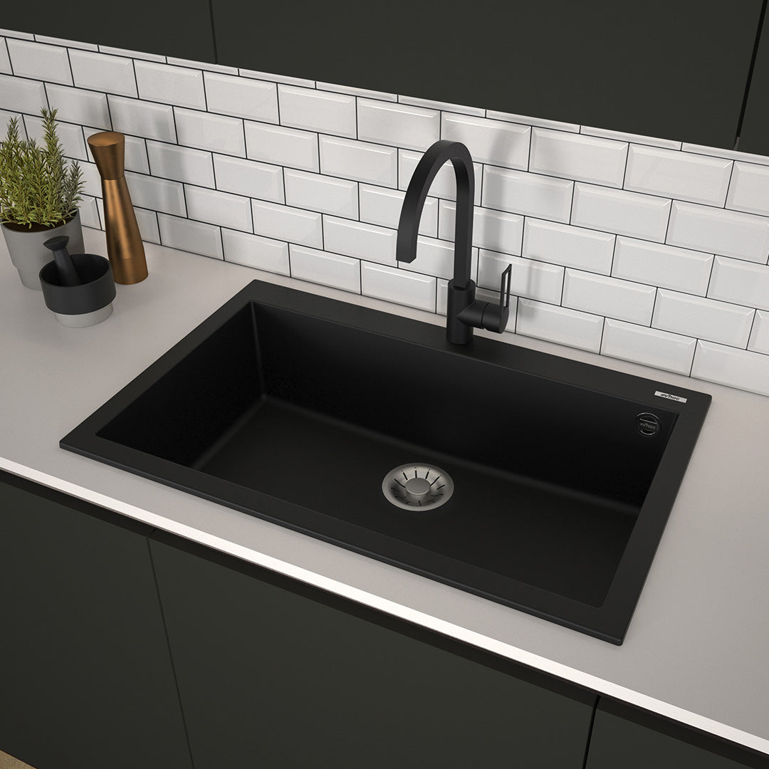 render lavello in kuarzite unicum l sopratop nero