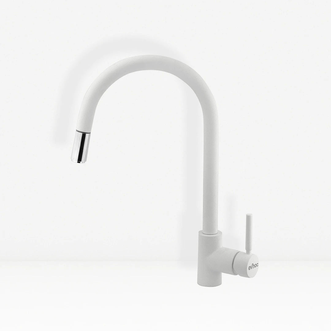 miscelatore da cucina con doccetta hippo bianco