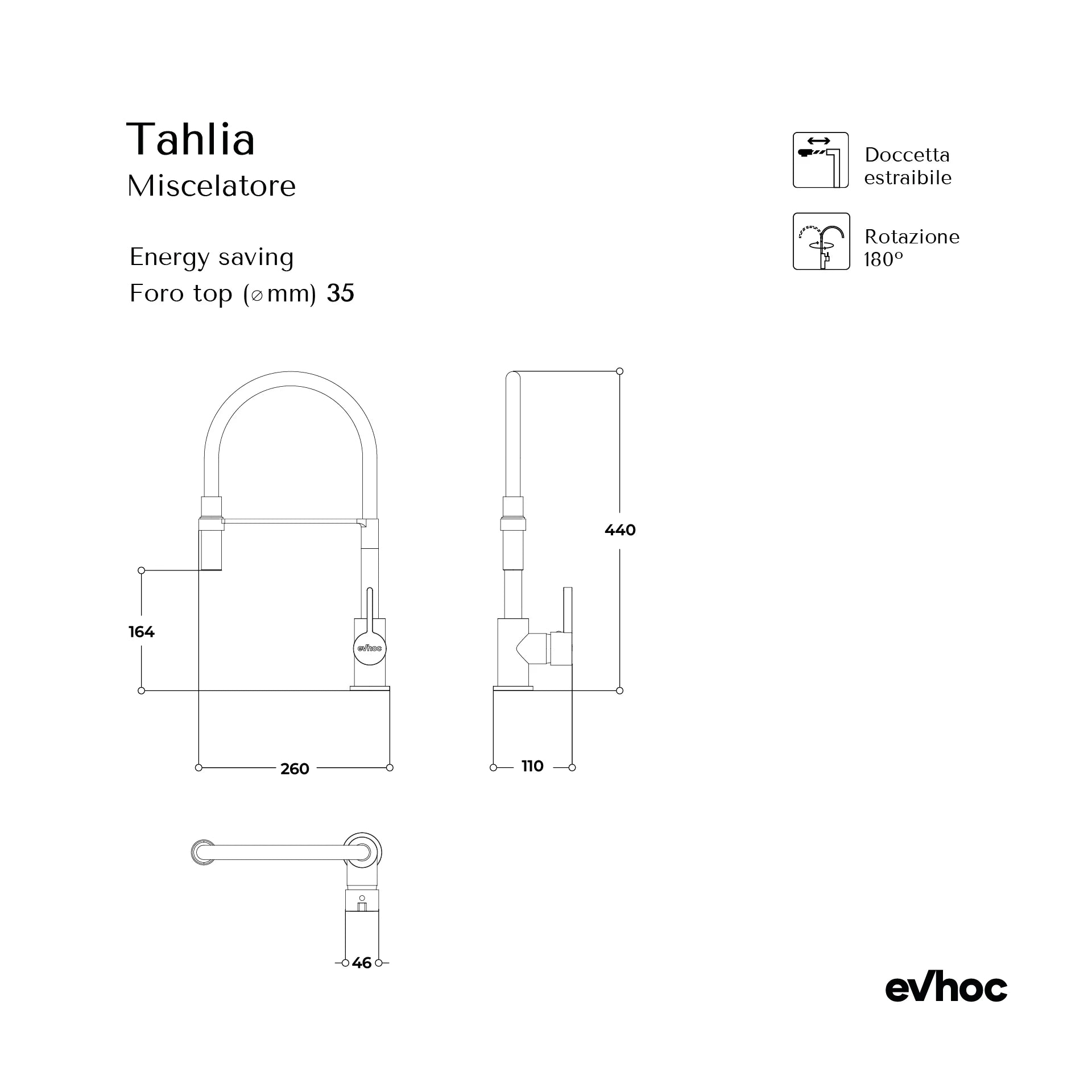 TAHLIA - Miscelatore con doccetta estraibile