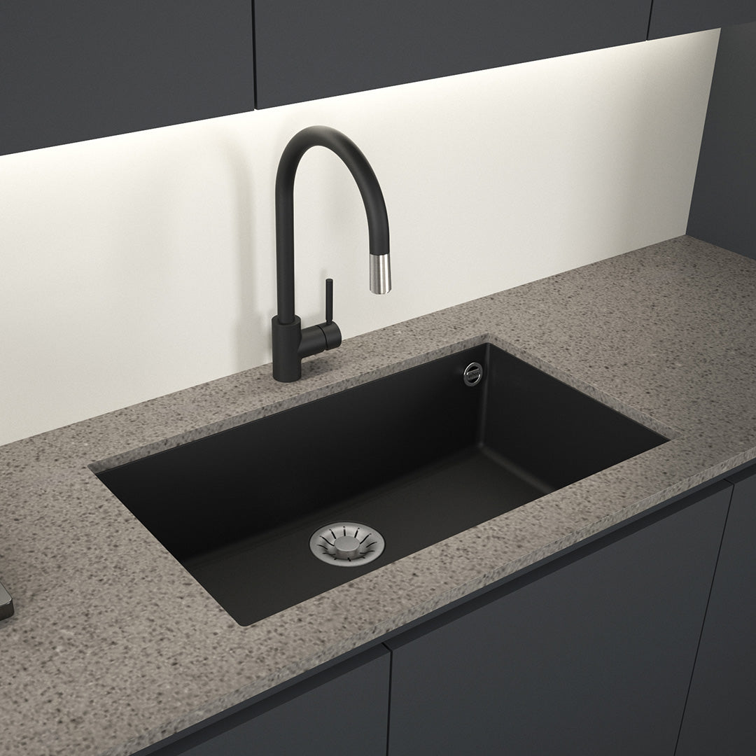 render lavello sottotop unicum l nero