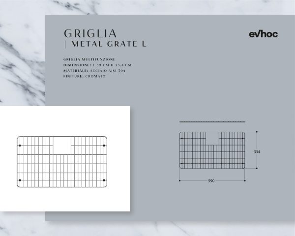 Griglia METAL GRATE L | Accessori per lavello cucina Evhoc