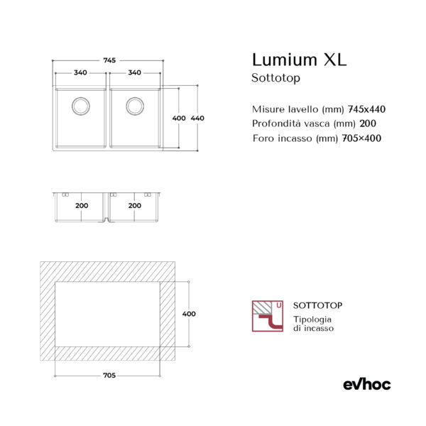 LUMIUM XL | Undermount - Evhoc