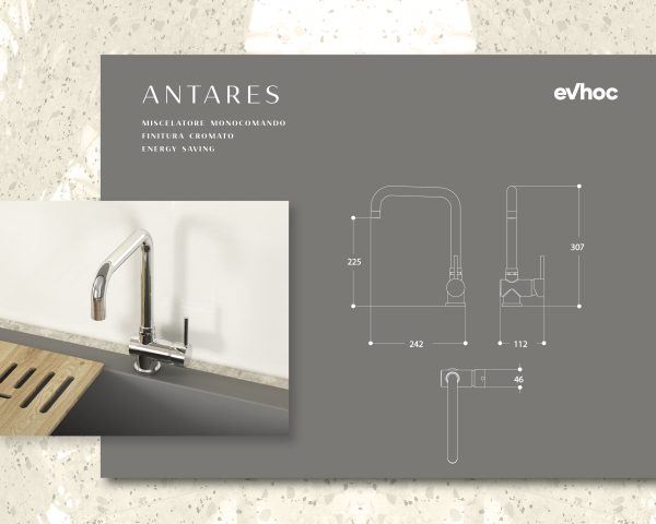 ANTARES | Miscelatore da cucina in ottone cromato | Evhoc