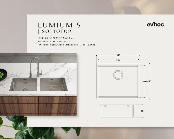 Lumium S Sottotop - Lavello in acciaio inox - Evhoc