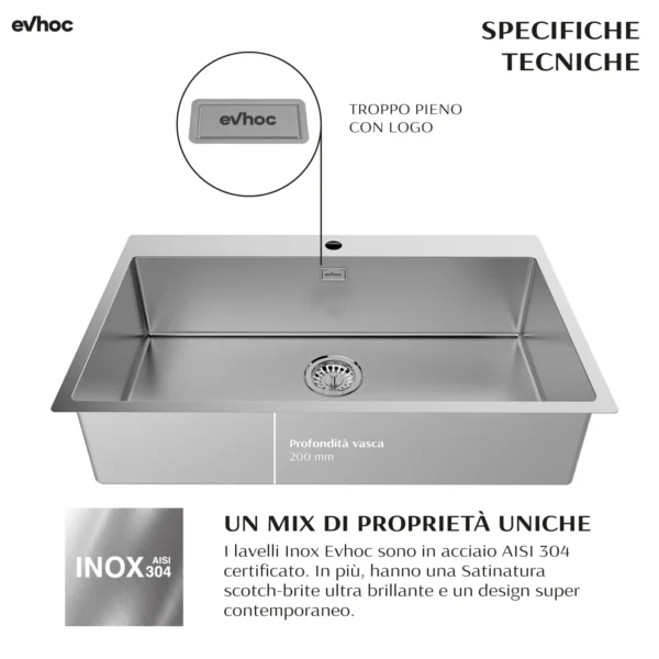 DEUS XXL - Lavello sopratop in acciaio inox – Evhoc