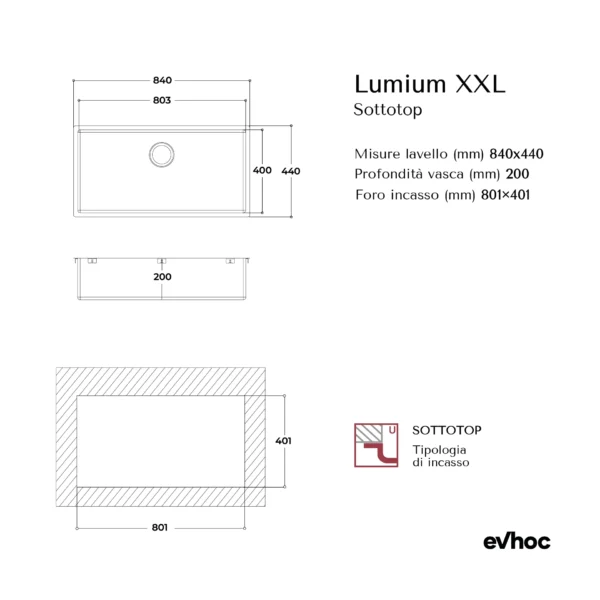 LUMIUM XXL | Undermount - Evhoc