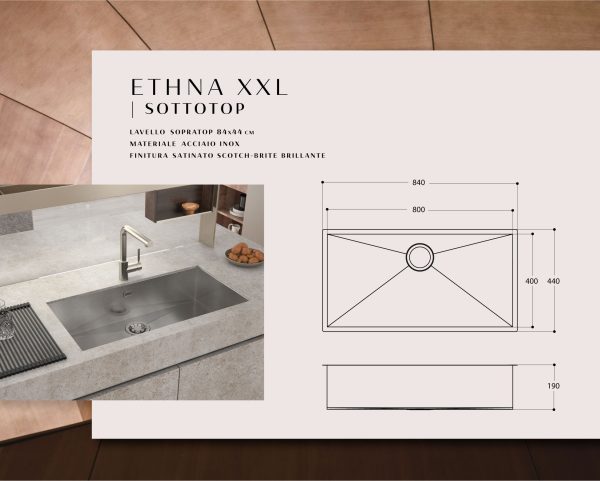 Ethna XXL Sottotop - Lavello in acciaio inox - Evhoc